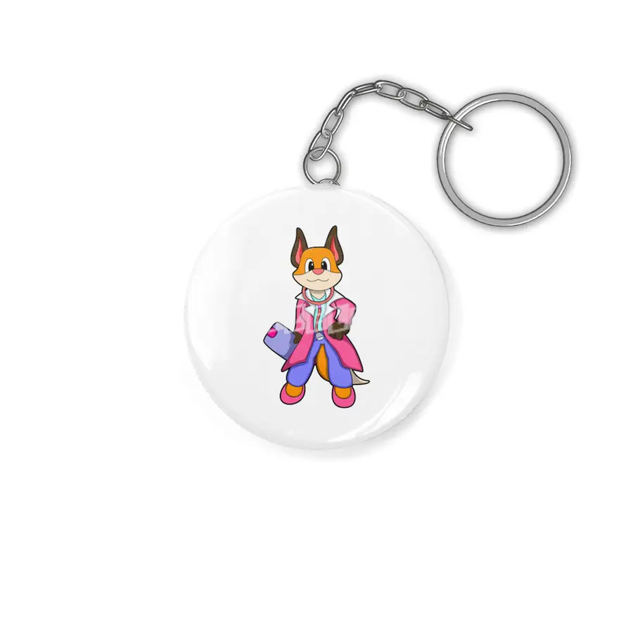 Fox as Doctor with Stethoscope Anahtarlık