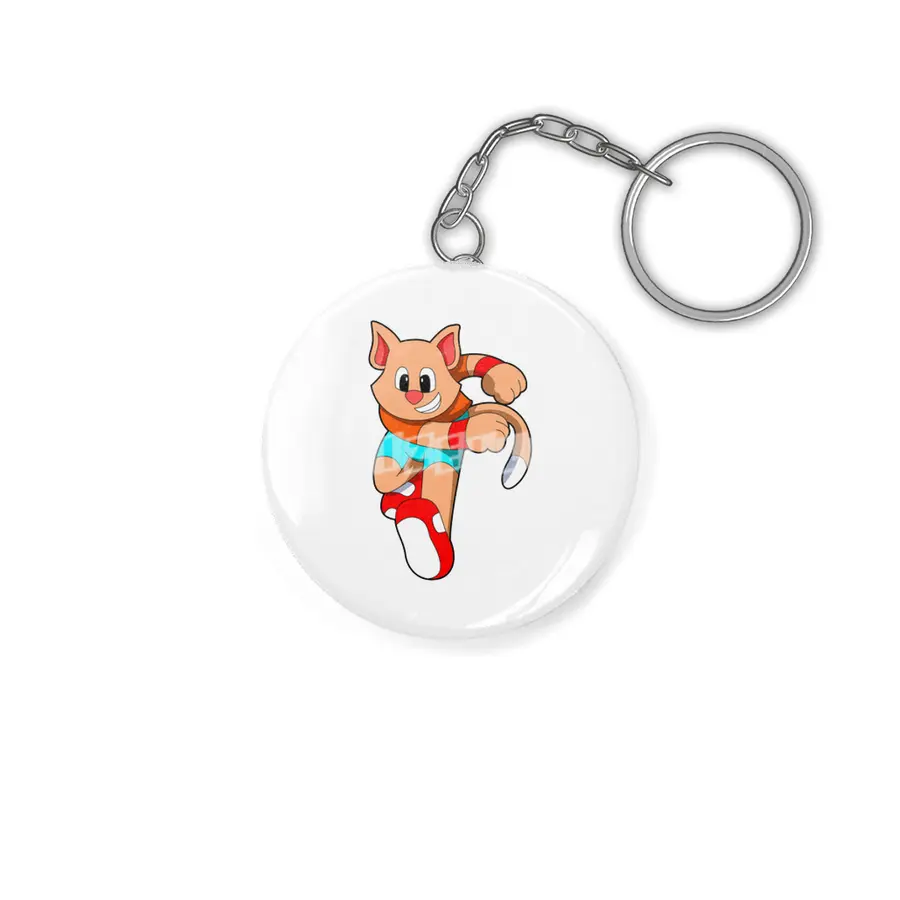 Cat at Fitness - Jogging Anahtarlık