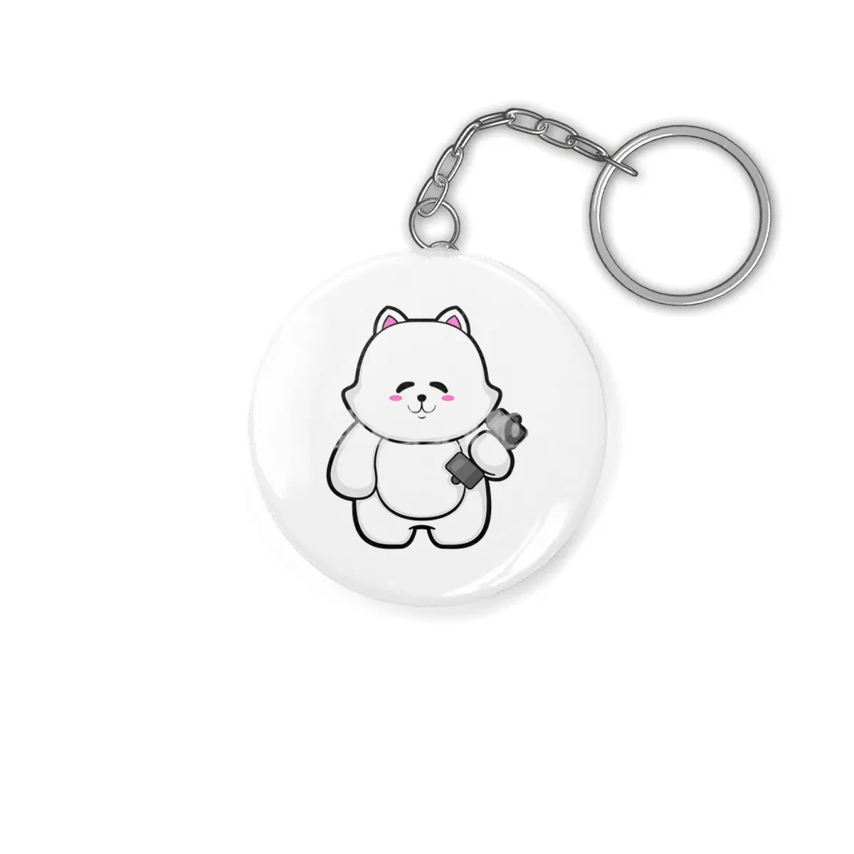 Cat at Fitness with Dumbbell Anahtarlık