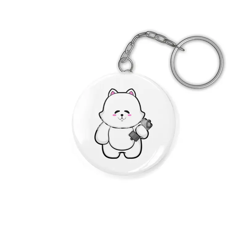 Cat at Fitness with Dumbbell Anahtarlık