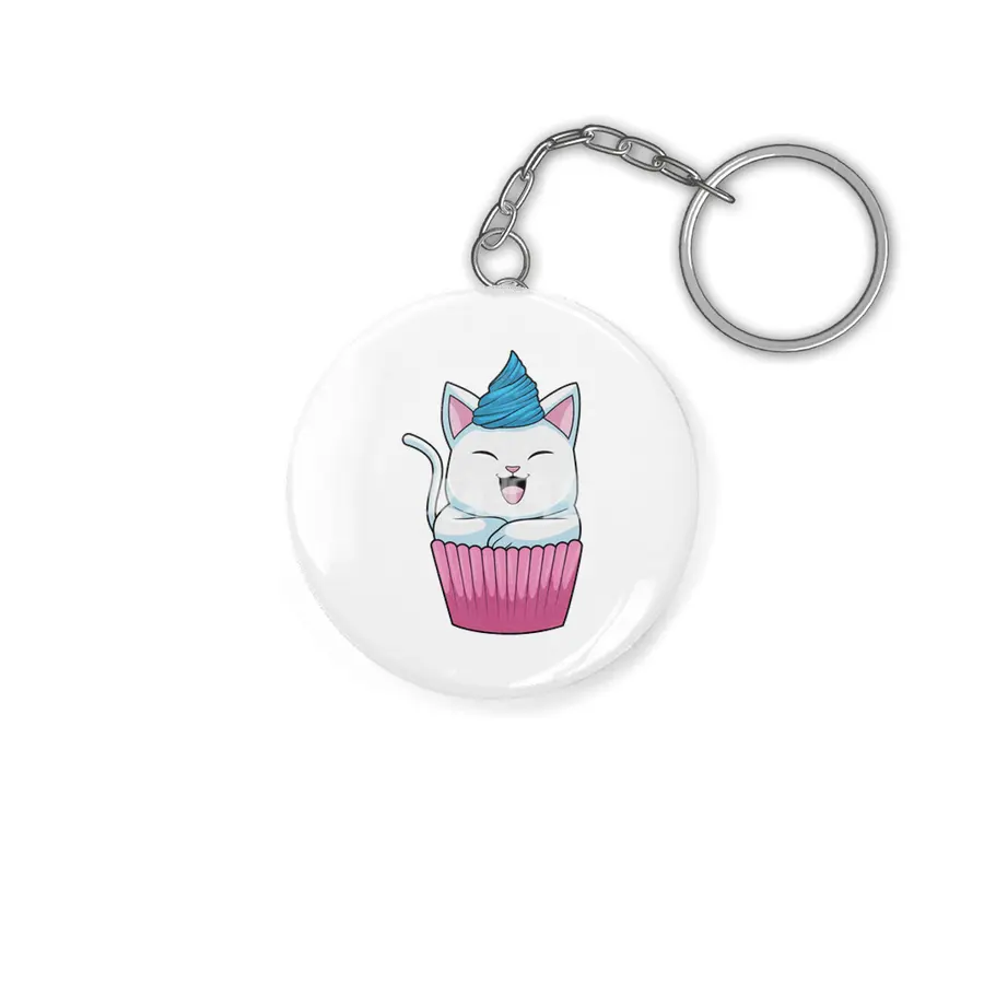 Cat Eating Muffin Anahtarlık