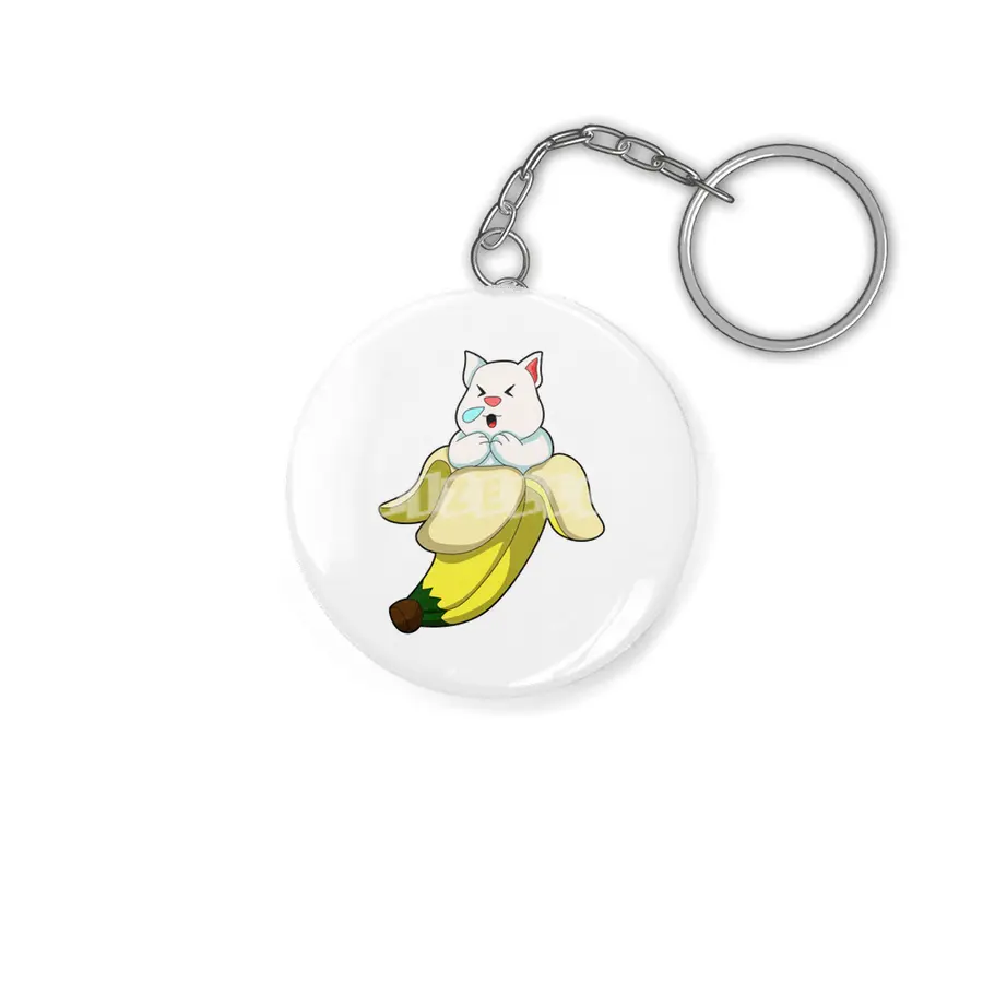 Cat with Banana Anahtarlık