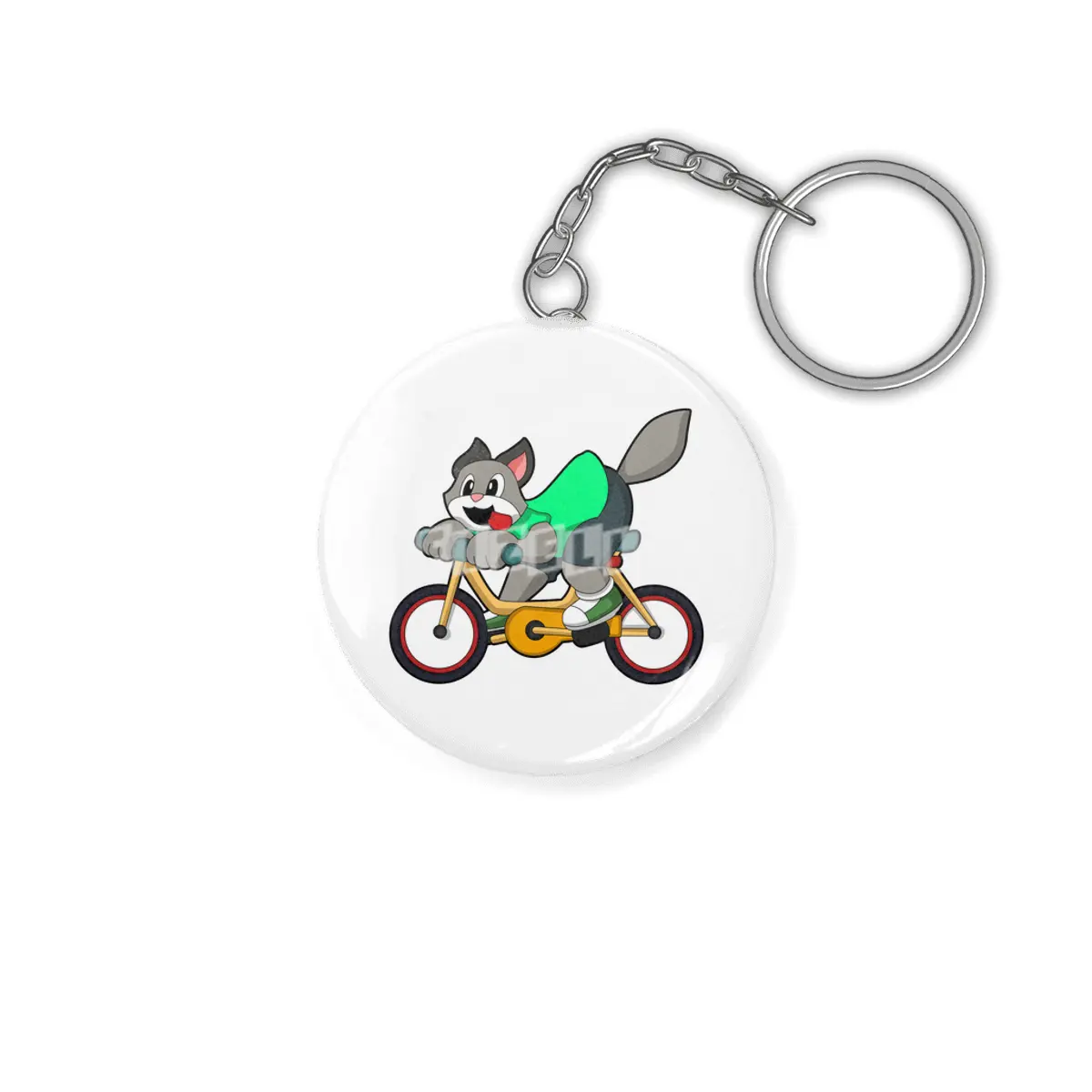 Cat with Bicycle Anahtarlık