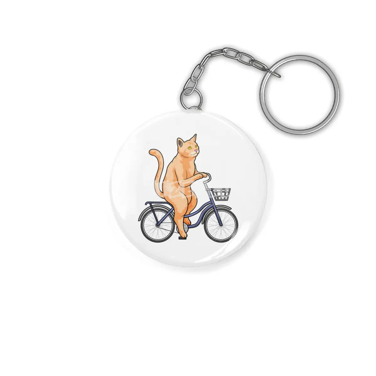 Cat with Bicycle Anahtarlık