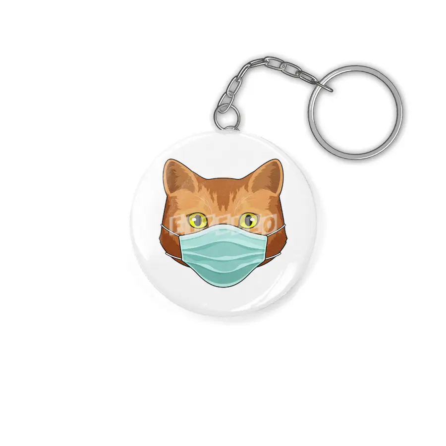 Cat with Face mask Anahtarlık