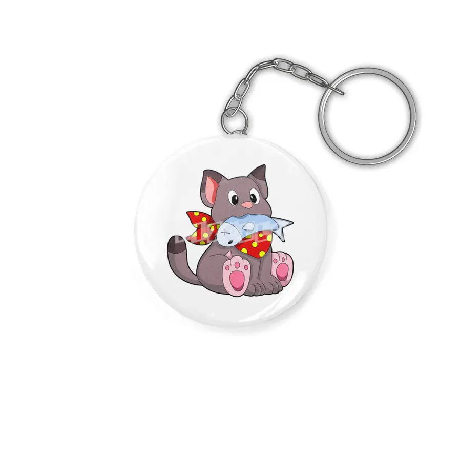 Cat with Ribbon & Fish Anahtarlık