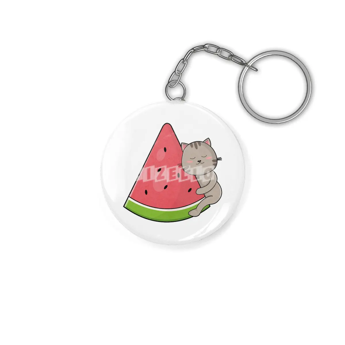 Cat with Watermelon Anahtarlık