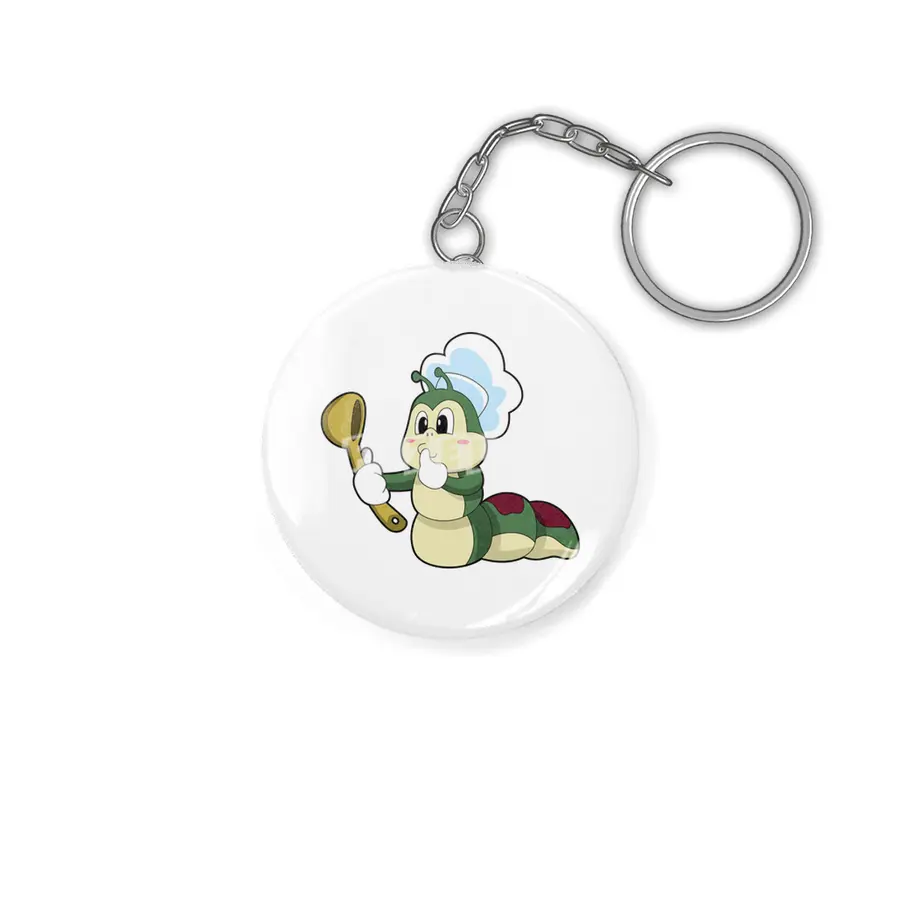 Caterpillar as Chef with Wooden spoon Anahtarlık