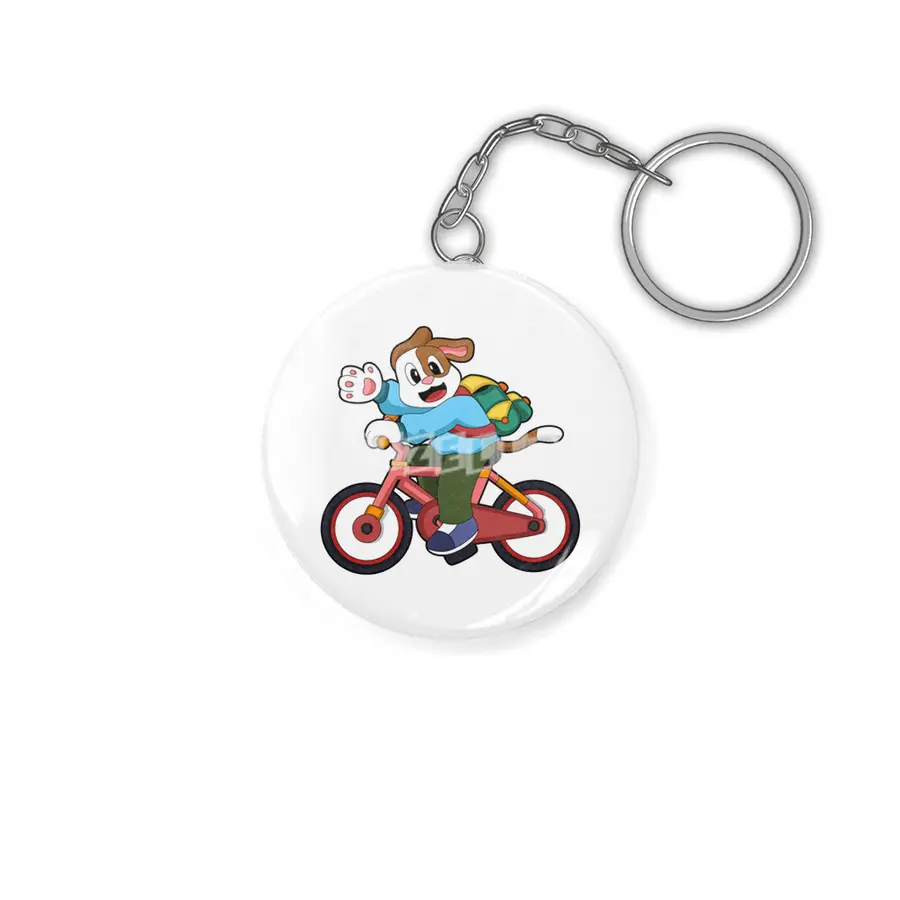 Dog with Bicycle Anahtarlık