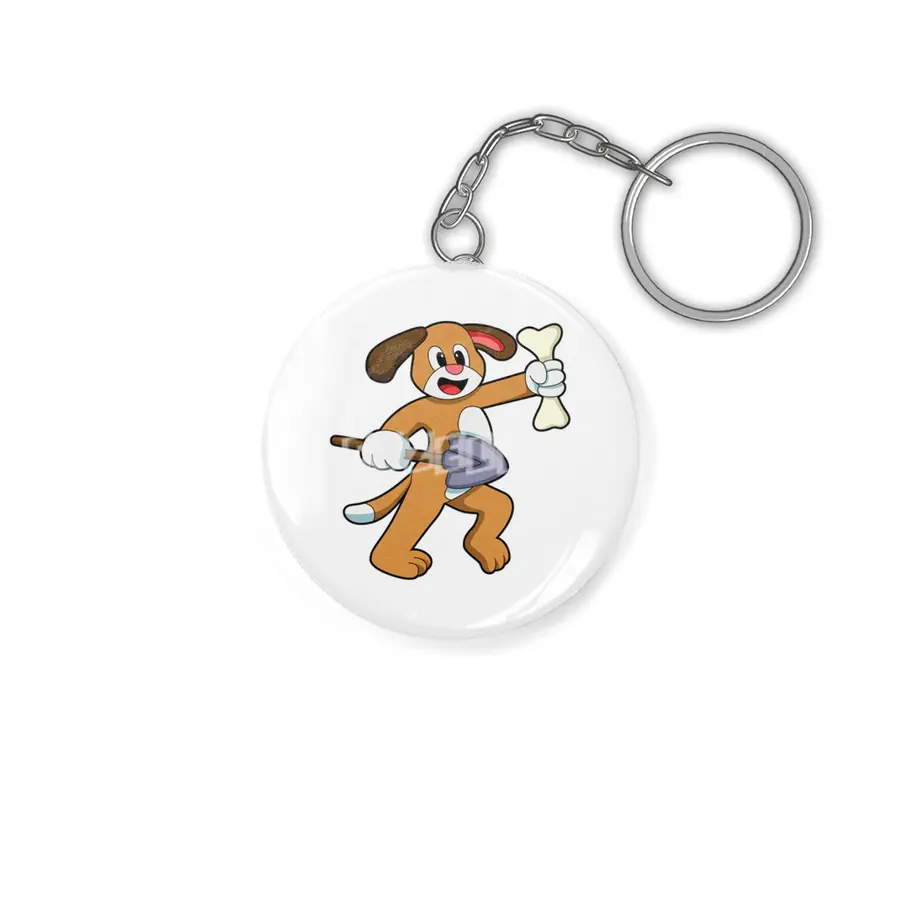 Dog with Bone & Shovel Anahtarlık