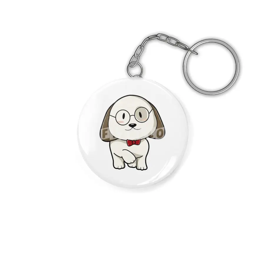Dog with Tie & Glasses Anahtarlık