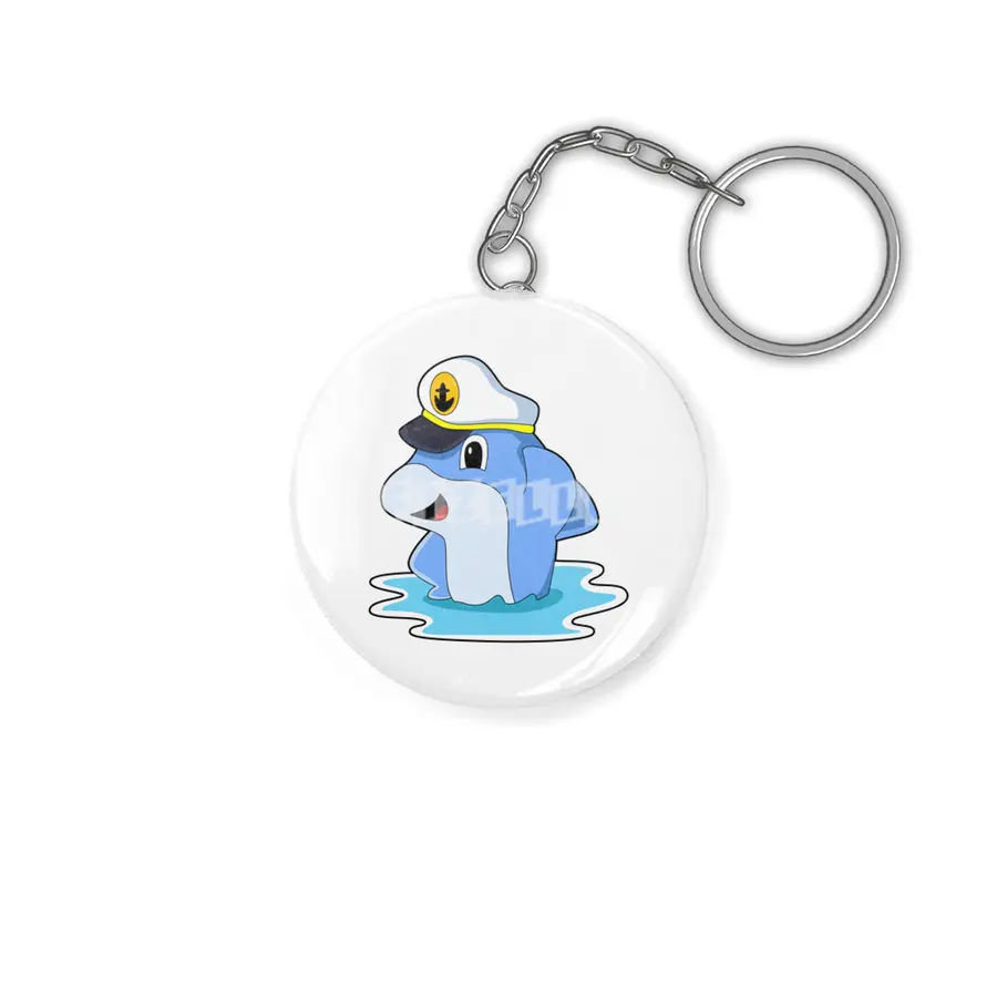 Dolphin as Captain with Hat Anahtarlık