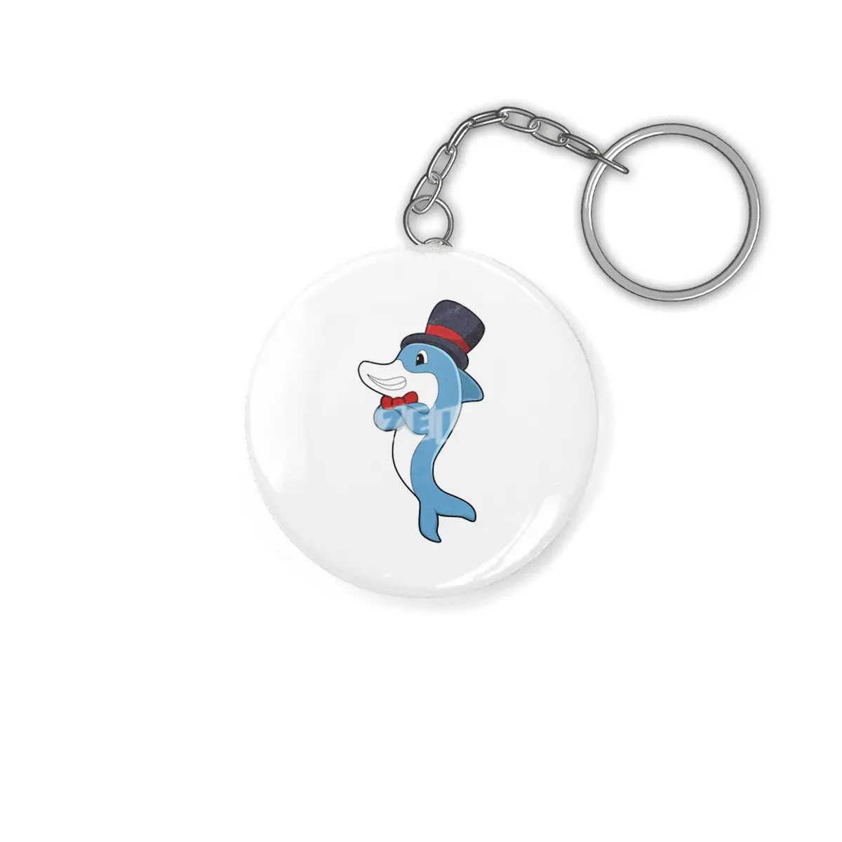 Dolphin as Gentleman with Hat Anahtarlık