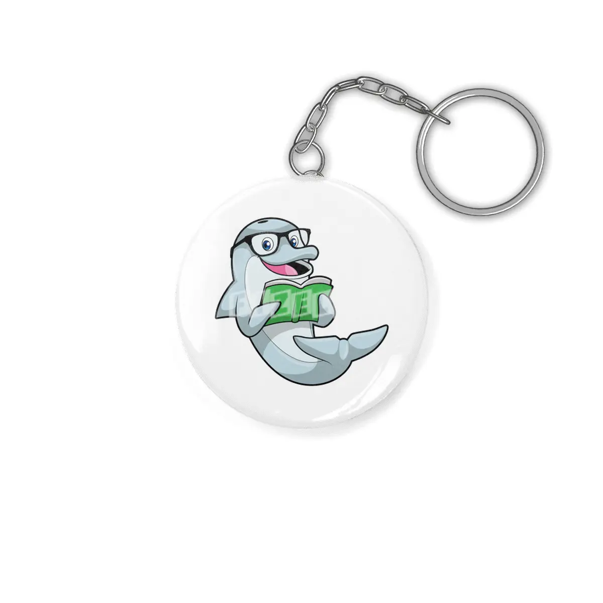 Dolphin as Nerd with Glasses & Book Anahtarlık