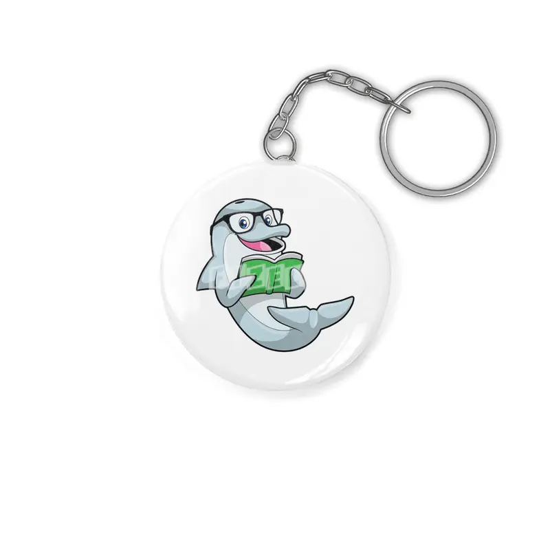 Dolphin as Nerd with Glasses & Book Anahtarlık