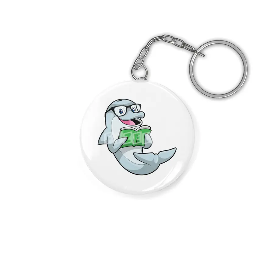 Dolphin as Nerd with Glasses & Book Anahtarlık