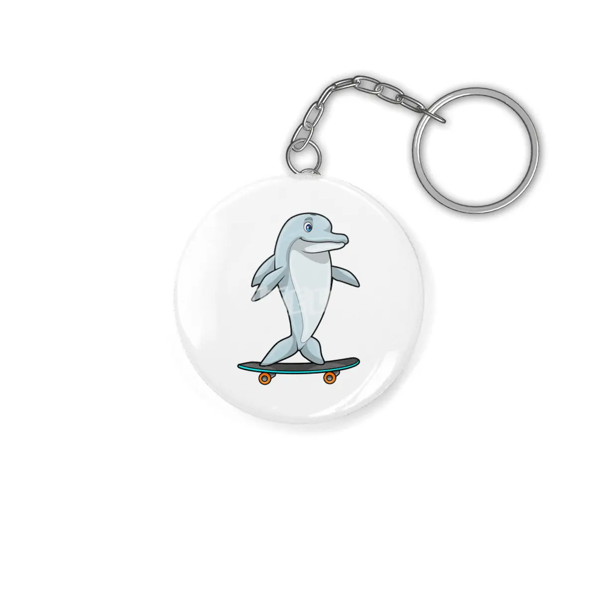 Dolphin as Skater with Skateboard Anahtarlık