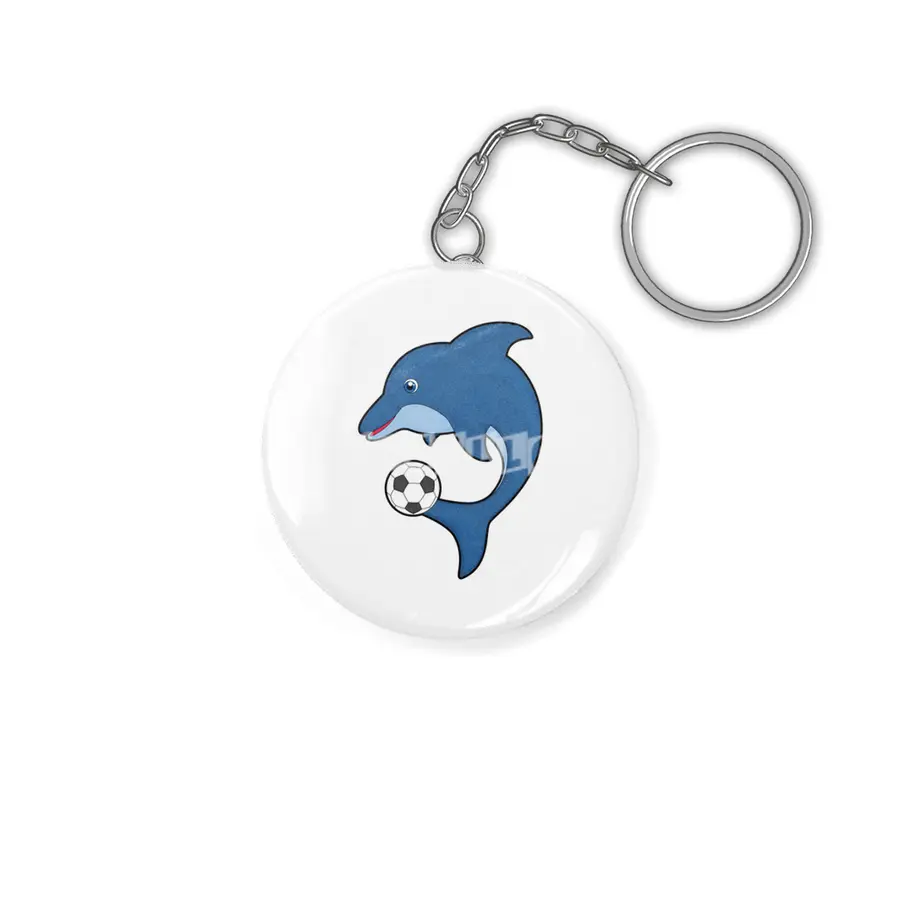 Dolphin as Soccer player with Soccer ball Anahtarlık