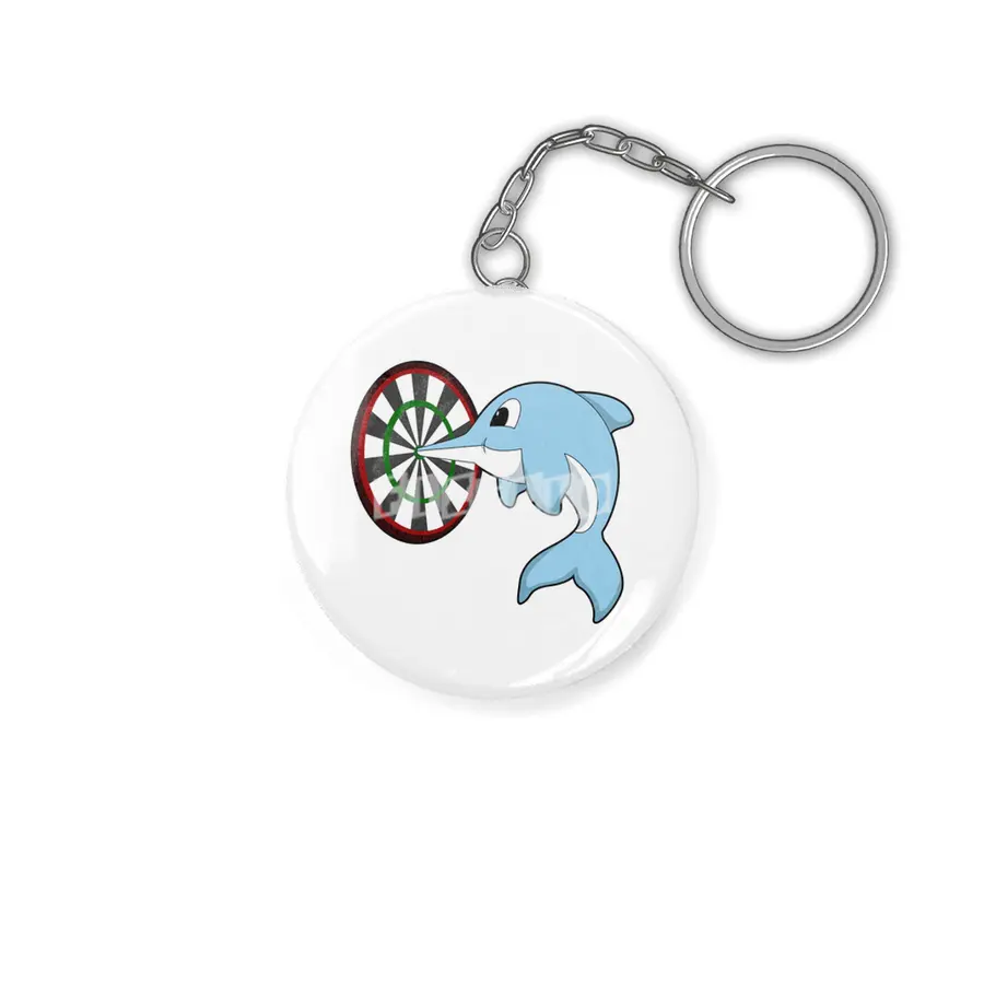 Dolphin at Darts with Dartboard Anahtarlık