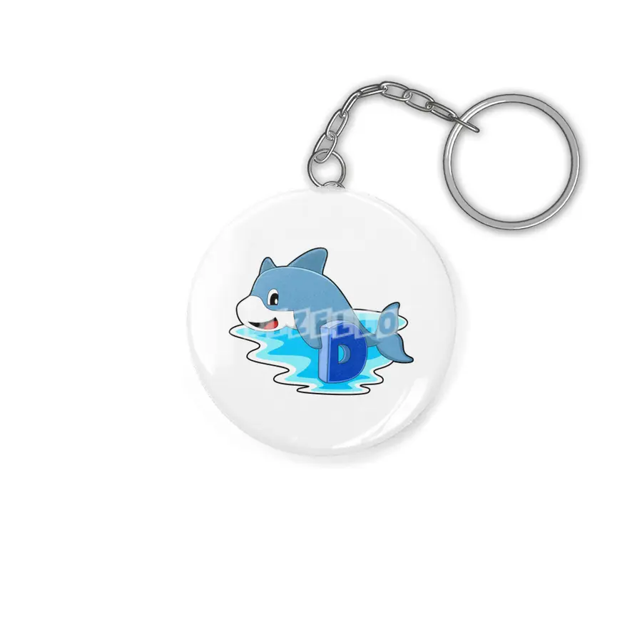 Dolphin at Swimming with Letter Anahtarlık