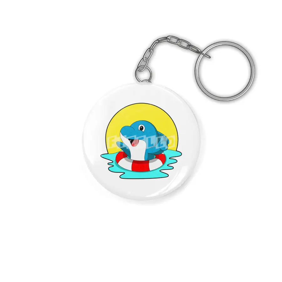 Dolphin at Swimming with Swim ring Anahtarlık