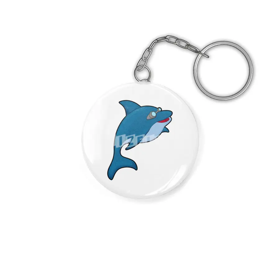 Dolphin at Swimming with Swimming goggles Anahtarlık