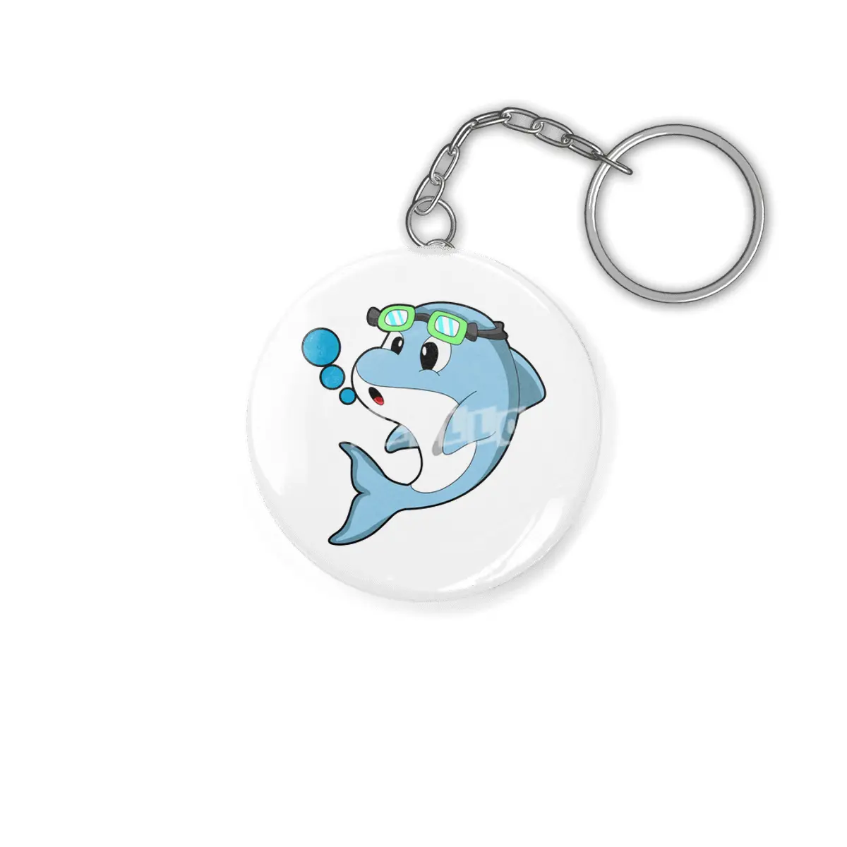 Dolphin at Swimming with Swimming goggles Anahtarlık