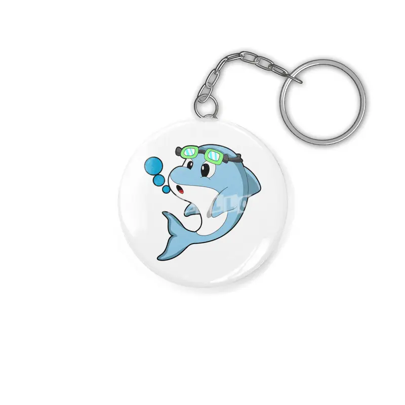 Dolphin at Swimming with Swimming goggles Anahtarlık