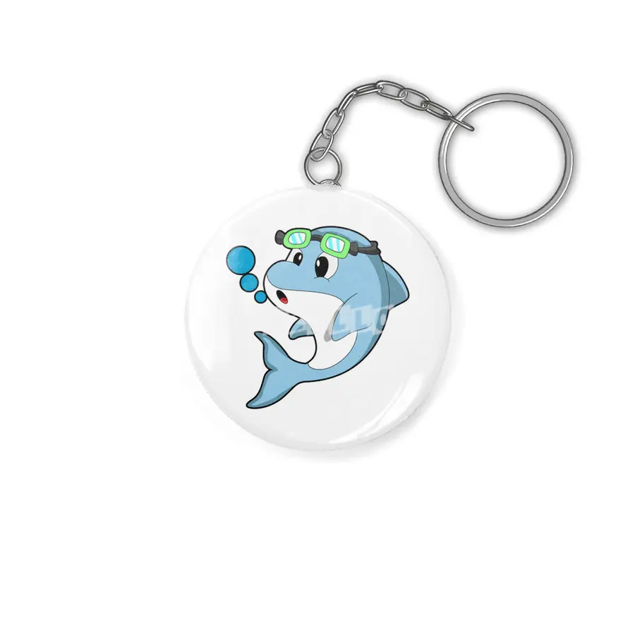 Dolphin at Swimming with Swimming goggles Anahtarlık