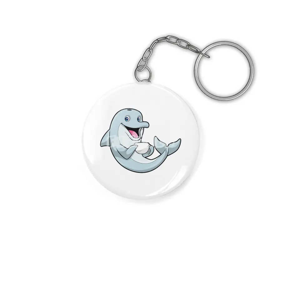 Dolphin with Cup of Coffee Anahtarlık