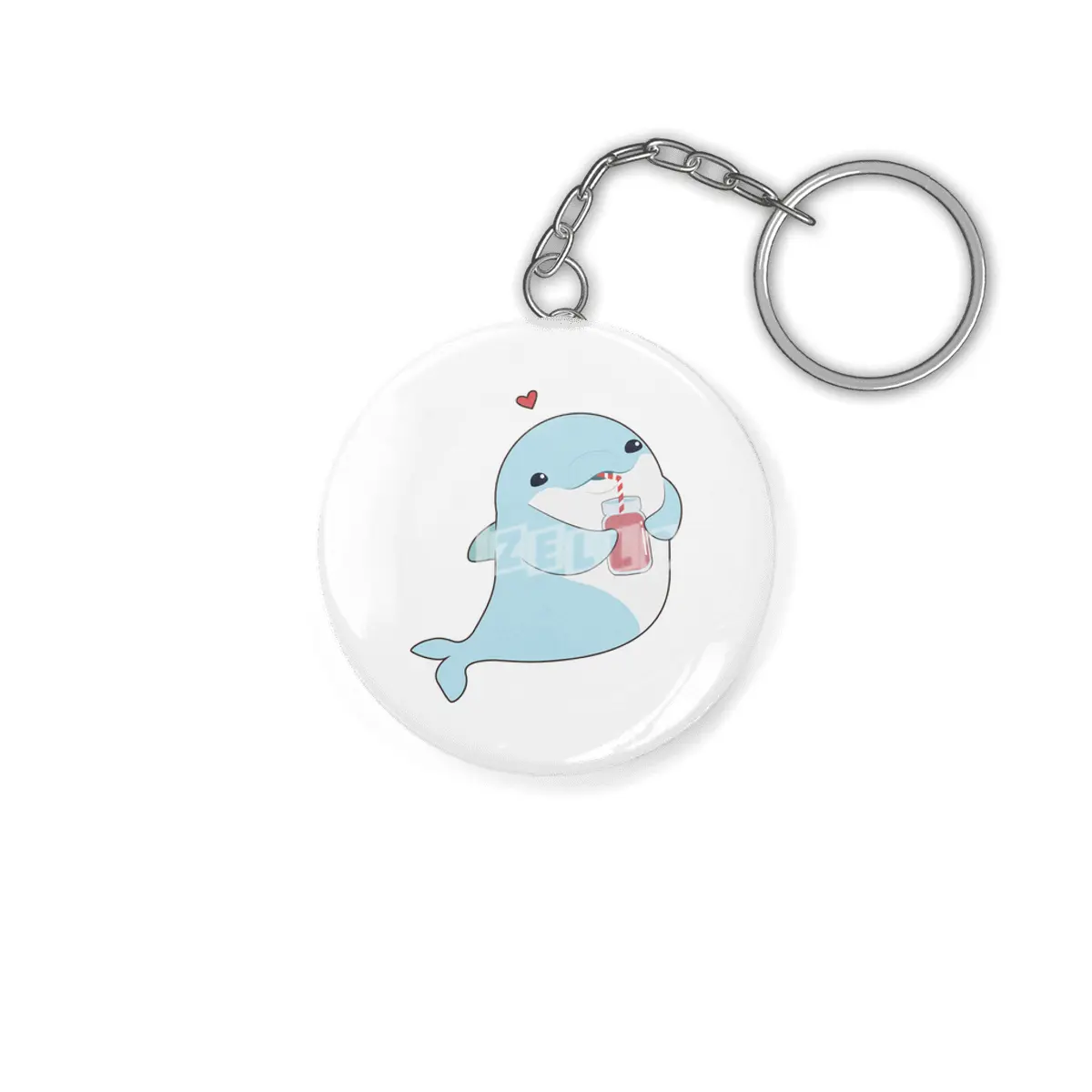 Dolphin with Drink & Heart Anahtarlık
