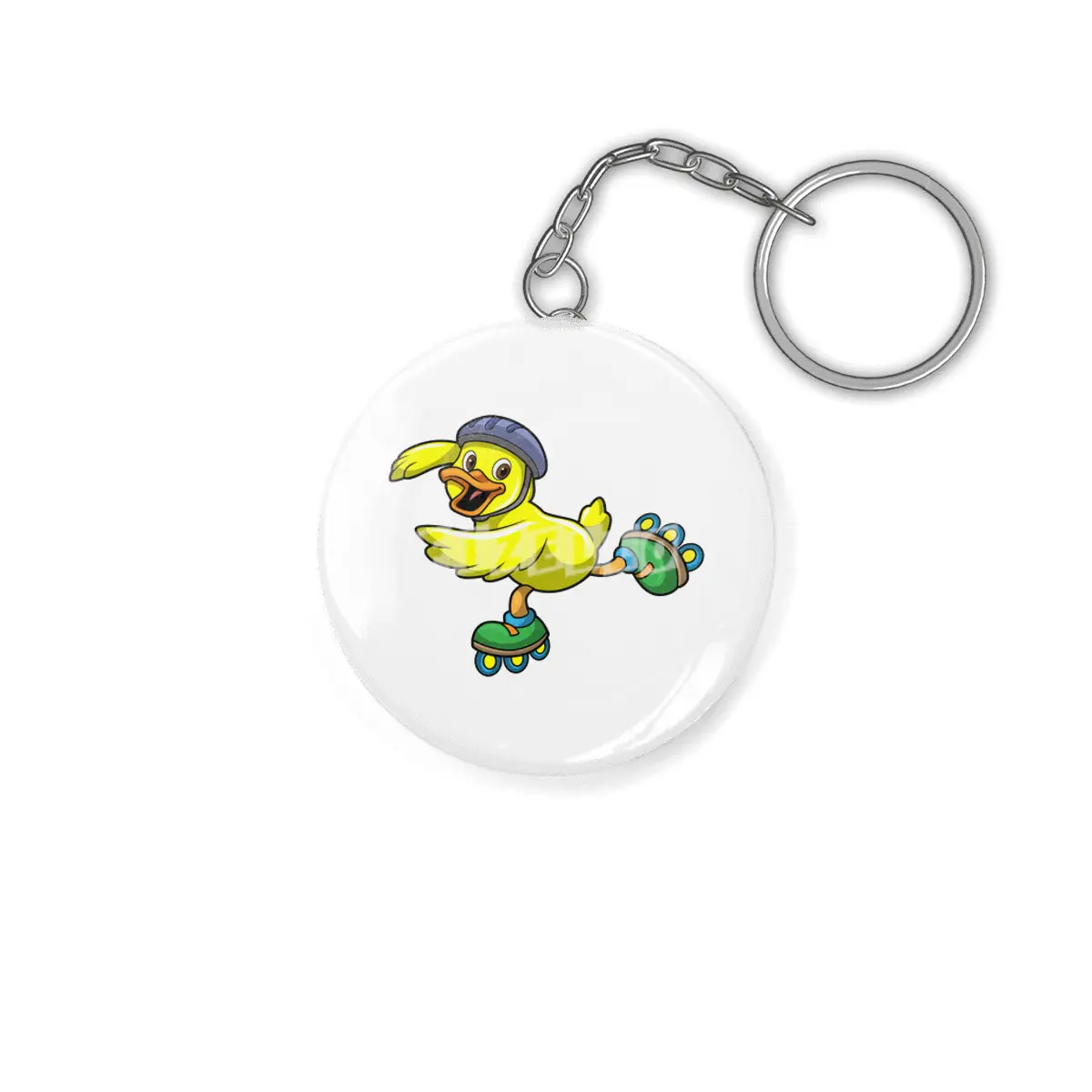 Duck as Skater with Inline skates & Helmet Anahtarlık