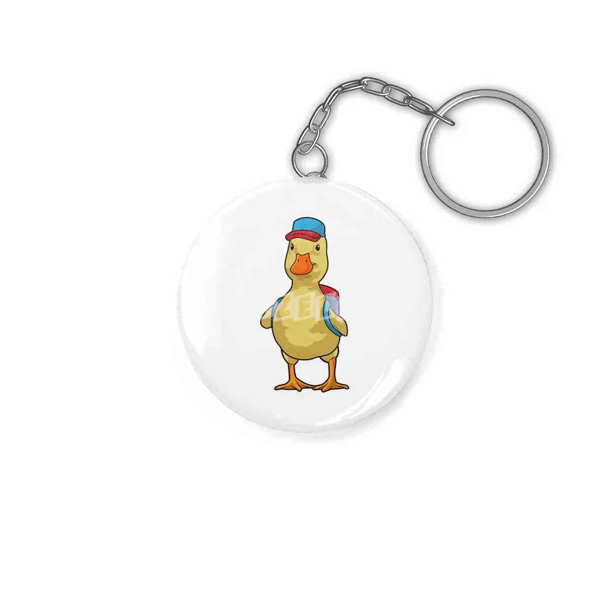 Duck as Student with Backpack & Cap Anahtarlık