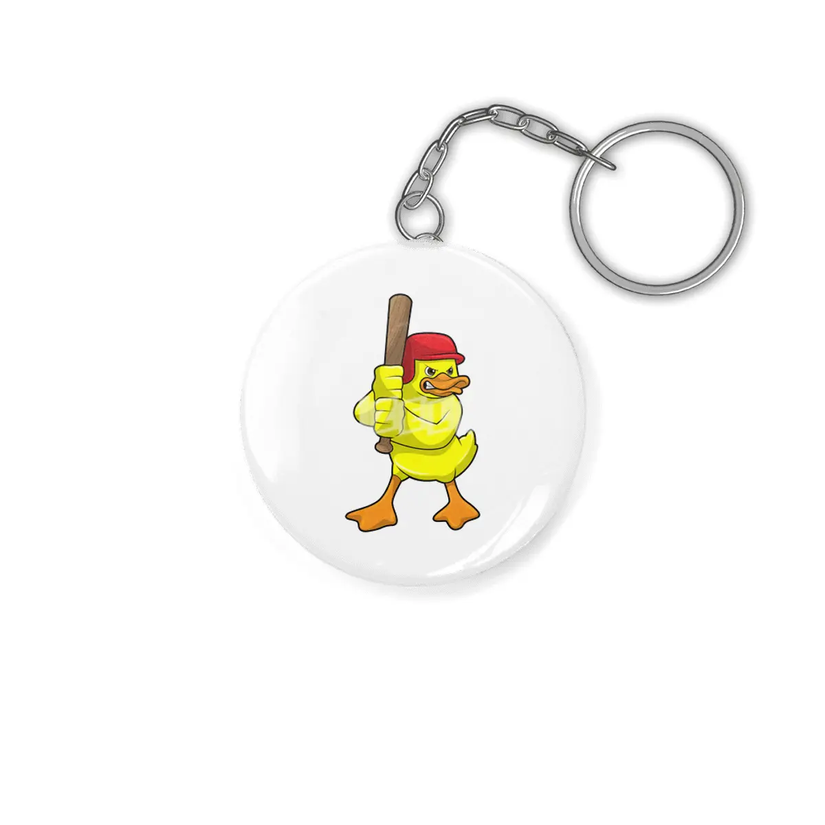 Duck at Baseball with Baseball bat & Cap Anahtarlık