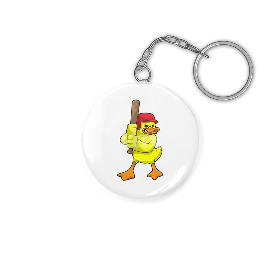 Duck at Baseball with Baseball bat & Cap Anahtarlık