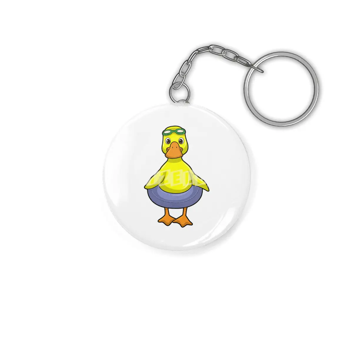 Duck at Swimming with Swim ring Anahtarlık