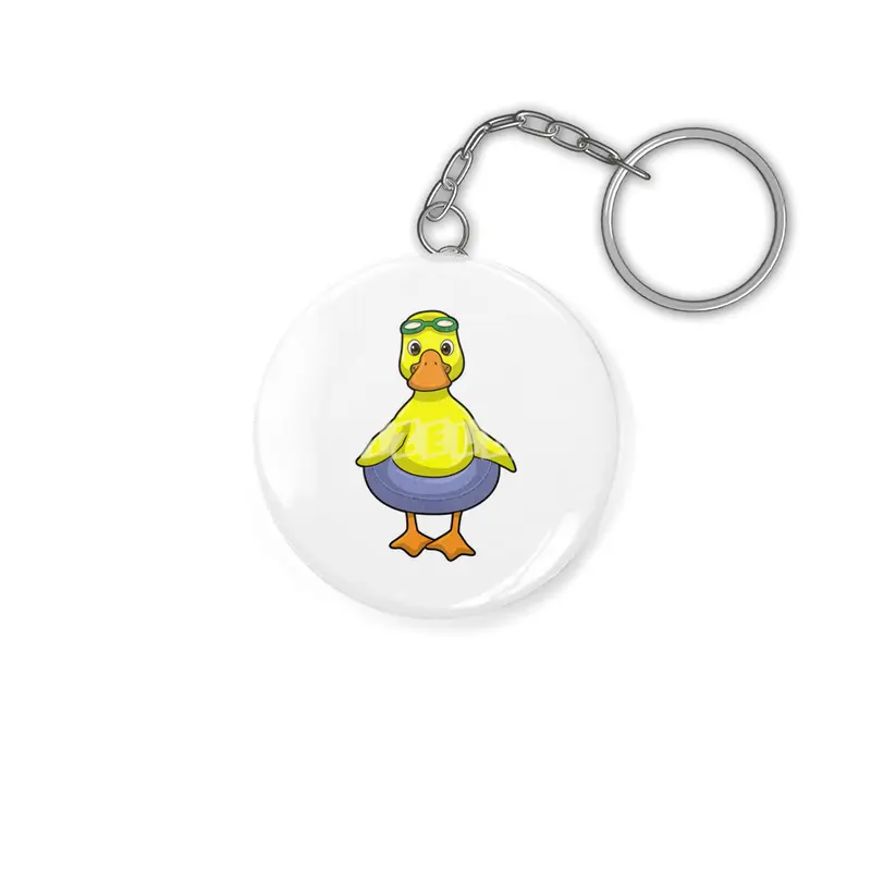 Duck at Swimming with Swim ring Anahtarlık