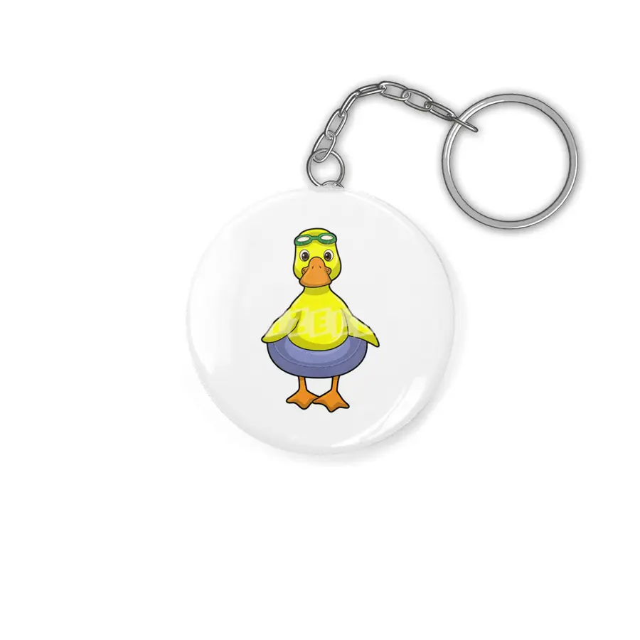 Duck at Swimming with Swim ring Anahtarlık