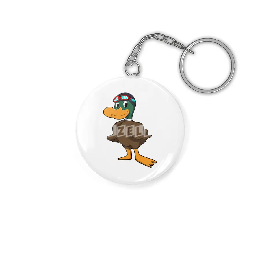 Duck at Swimming with Swimming goggles Anahtarlık
