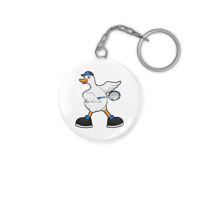 Duck at Tennis with Tennis racket & Cap Anahtarlık