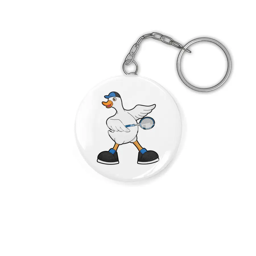 Duck at Tennis with Tennis racket & Cap Anahtarlık