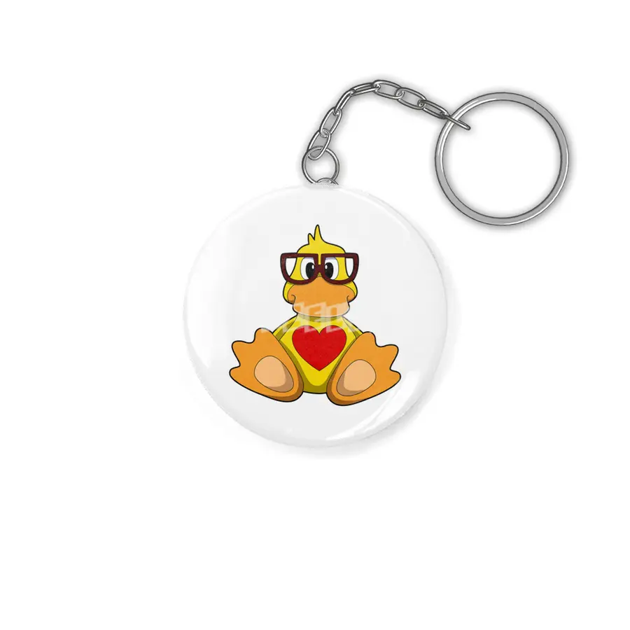 Duck with Heart & Glasses Anahtarlık