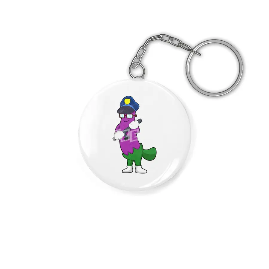Eggplant as Police officer with Baton Anahtarlık