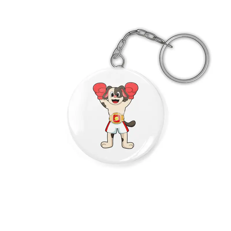 Dog as Boxing champion with Belt & Boxing gloves Anahtarlık
