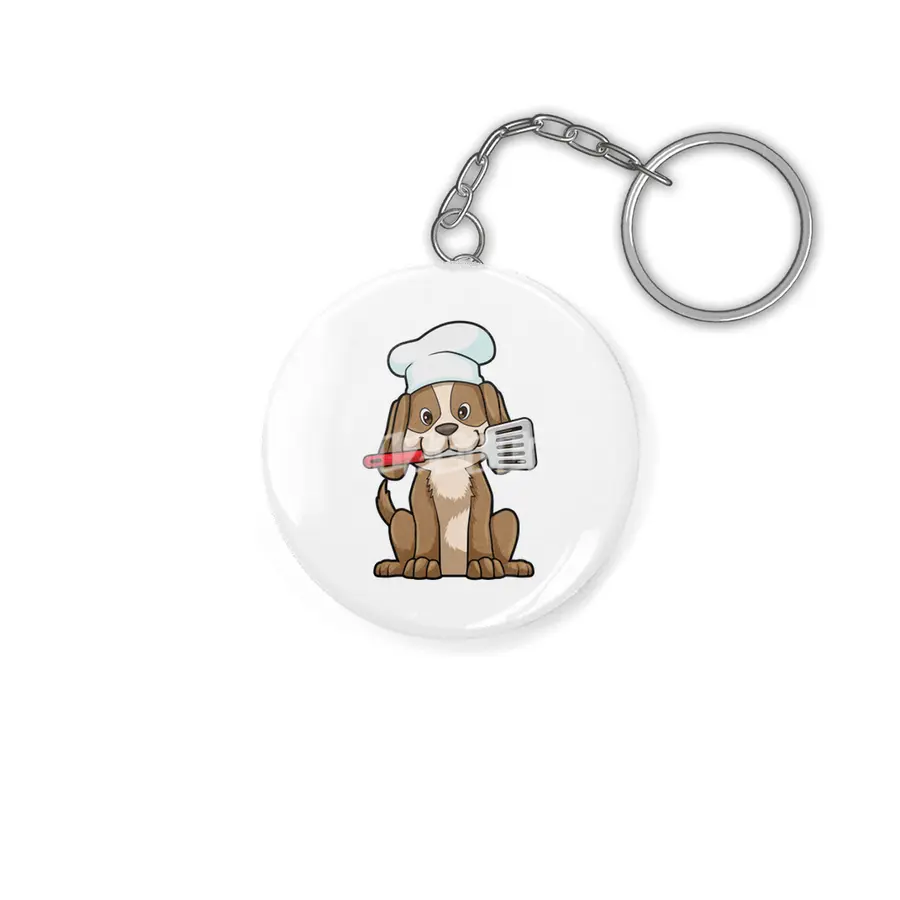 Dog as Cook with Chef's hat & Spatula Anahtarlık