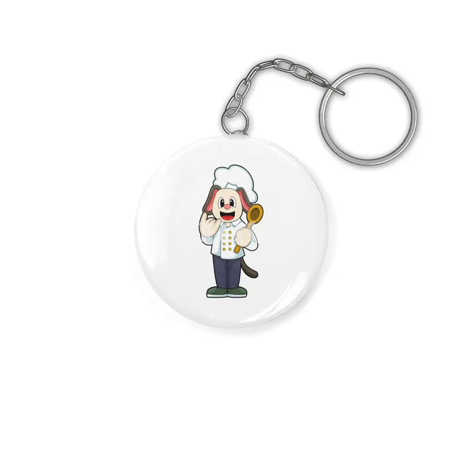 Dog as Cook with Wooden spoon & Cooking apron Anahtarlık