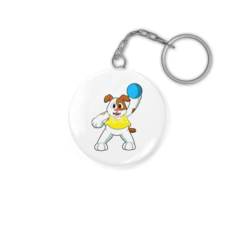 Dog as Handball player with handball Anahtarlık