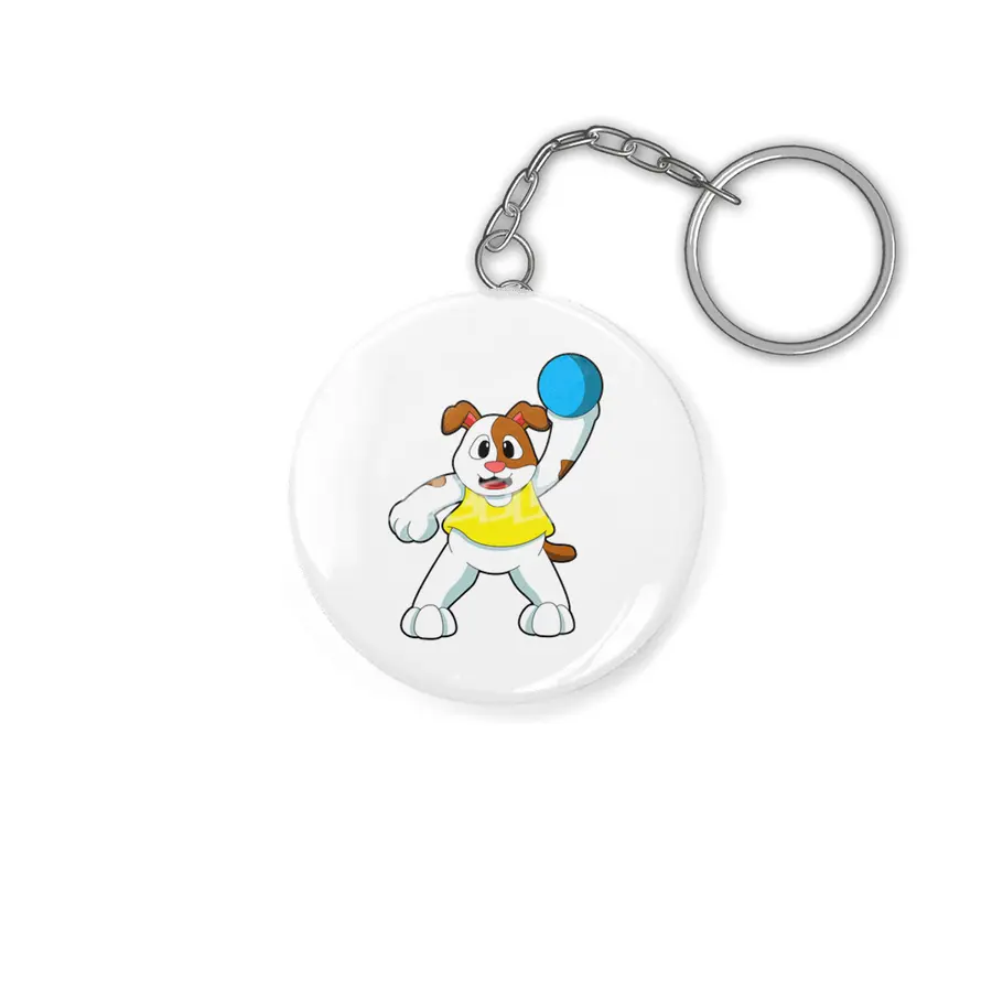 Dog as Handball player with handball Anahtarlık