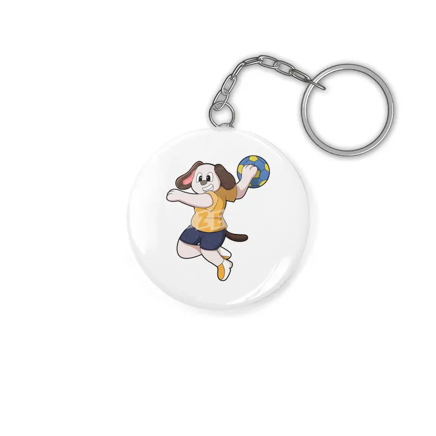 Dog as Handball player with Handball Anahtarlık