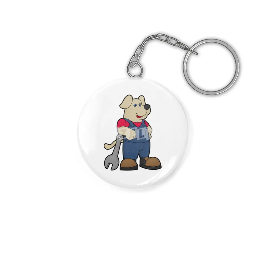 Dog as Mechanic with Wrench Anahtarlık